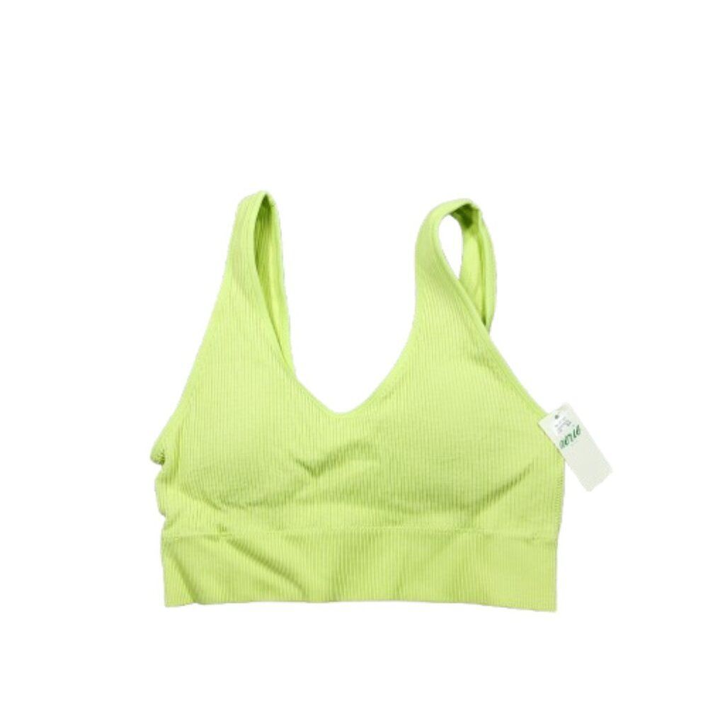 Aerie Seamless Padded Bralette Yellow Lined Ribbed Size Small